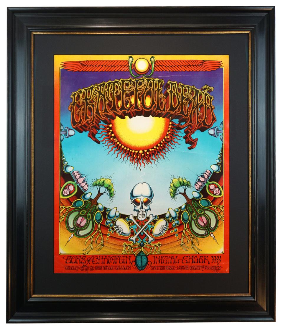 The 1969 concert poster, “Aoxomoxoa,” later adopted as the cover of the Grateful Dead’s third album by Rick Griffin.