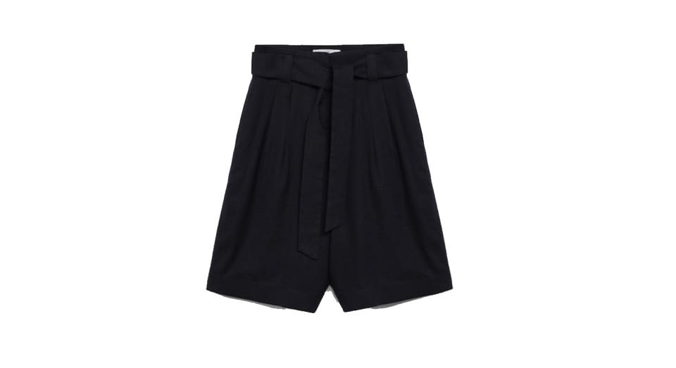 Linen bow Bermuda shorts