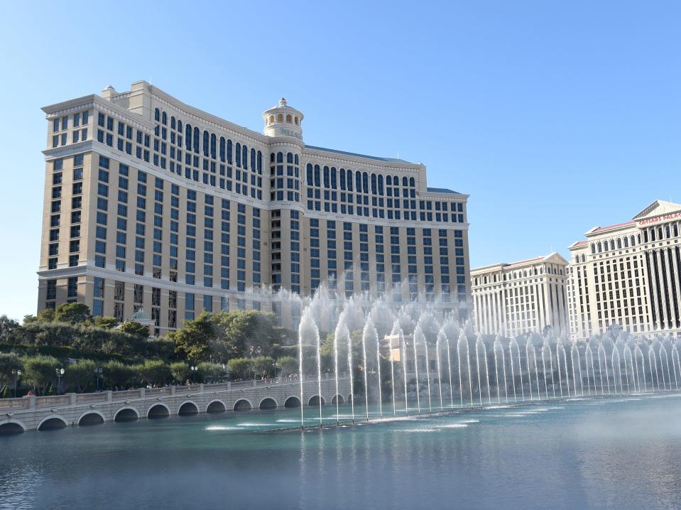 FILE PHOTO:  The Bellagio hotel and casino is seen along the Las Vegas strip after MGM Resorts International announced it was selling the resort and Circus Circus in separate deals in Las Vegas, Nevada, U.S. October 15, 2019. REUTERS/David Becker