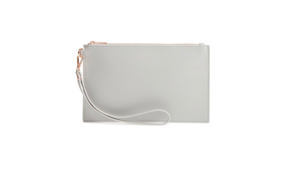 <p>Faux-leather pouch, $59, <a rel="nofollow noopener" href="https://shop.nordstrom.com/s/ted-baker-london-top-zip-faux-leather-pouch/4746832" target="_blank" data-ylk="slk:nordstrom.com;elm:context_link;itc:0;sec:content-canvas" class="link ">nordstrom.com</a> </p>