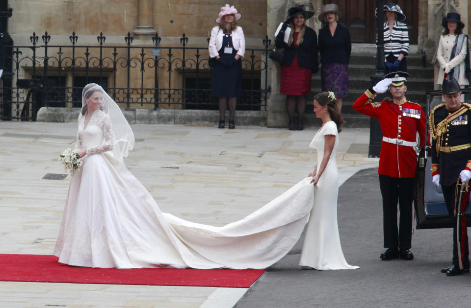 The then-Kate Middleton with her sister, Pippa, on Kate's big day on April 29, 2011. (Photo: Kurt Krieger - Corbis via Getty Images)