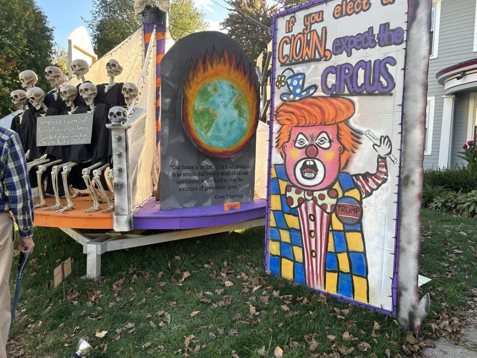 "Untied States Fun House" Halloween display in West Hartford, Connecticut.