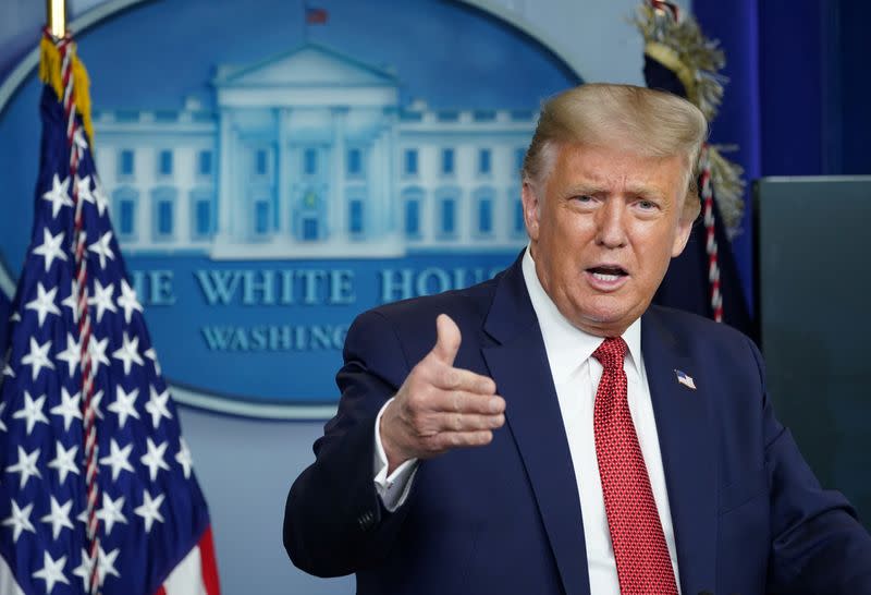 U.S. President Trump holds a coronavirus disease (COVID-19) pandemic briefing at the White House