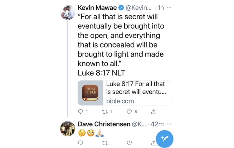A screengrab of Kevin Mawae's deleted tweet on Tuesday. (twitter)