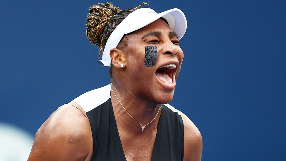 Seen here, Serena Williams roars in delight during her match at the Canadian Open.