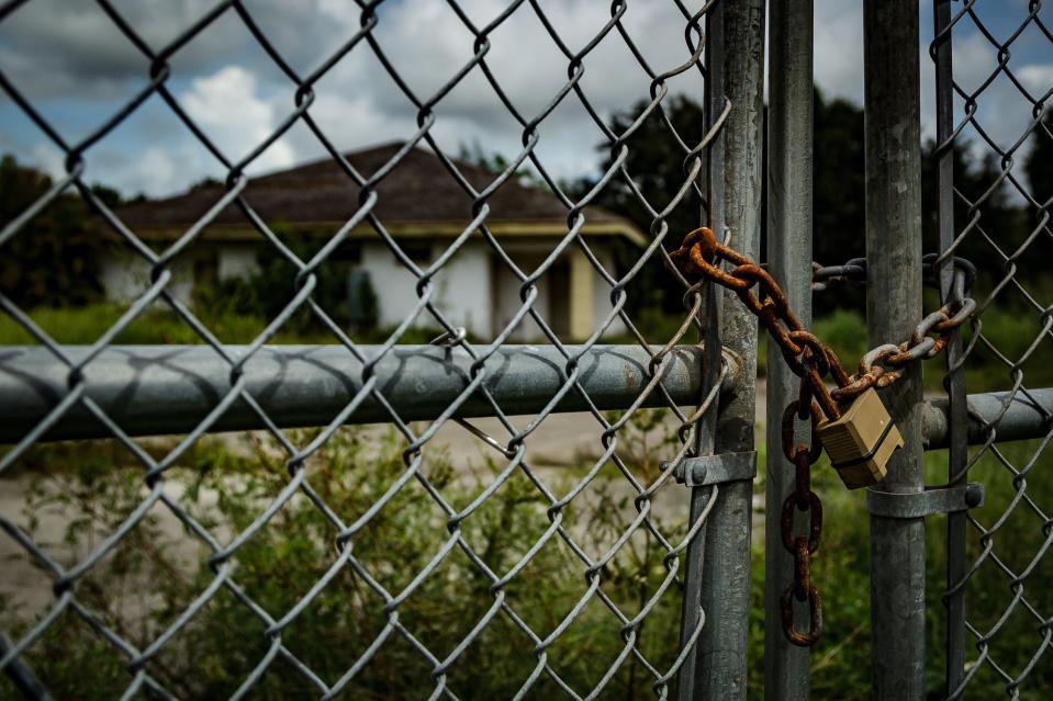 The Reflection Bay subdivision is vacant commercial land adjacent to Century Village west of Haverhill Road near West Palm Beach, Fla. It was once home to Turtle Bay Golf Course. The Palm Beach Post photographed these locked gates at the property on Tuesday, June 29, 2021.