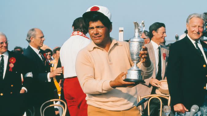 Golf Lee Trevino (USA) with the trophy British Open Golf Championships at Muirfield 15/07/1972 Muirfield Open 1972: Final DaySport.