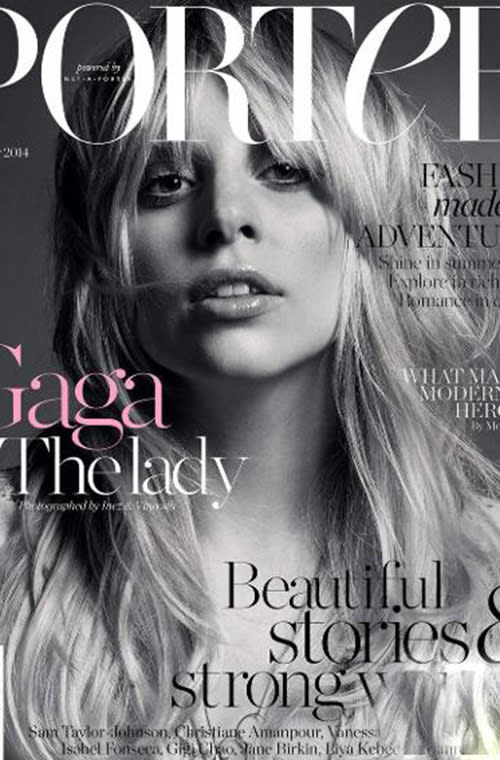 Lady Gaga on the Summer 2014 cover of "Porter."