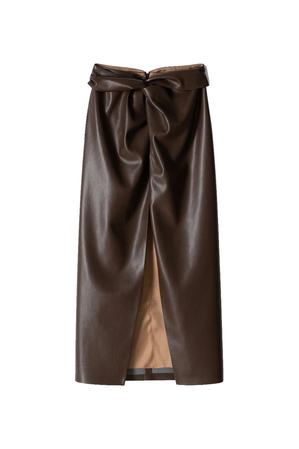 Vegan Leather Midi Skirt