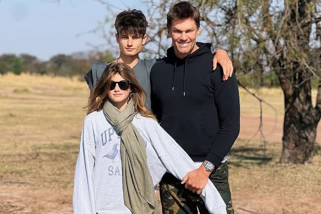 <p>Tom Brady/Instagram</p> Tom Brady with his kids Jack and Vivian.