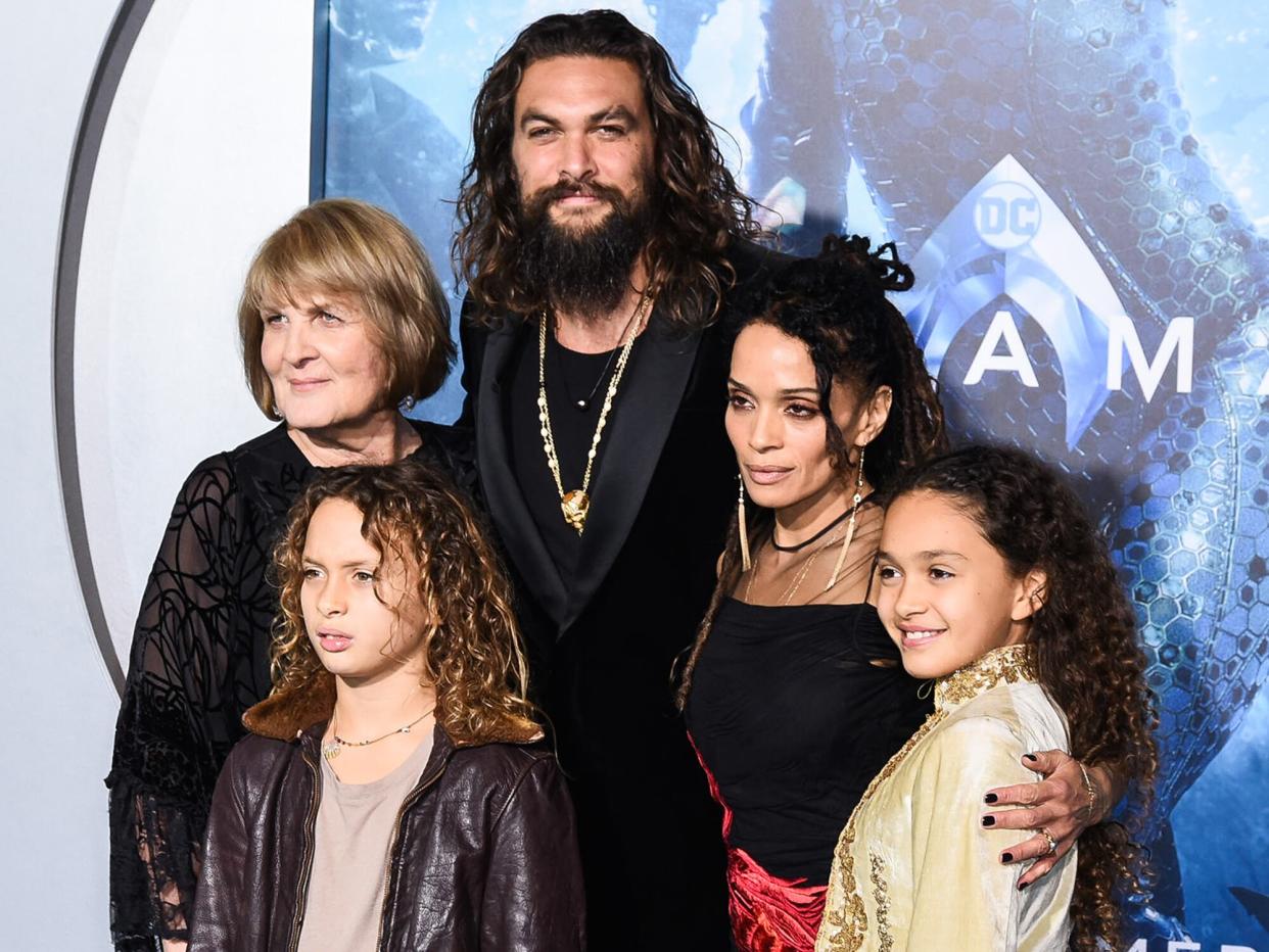 Coni Momoa, Jason Momoa, Nakoa-Wolf Manakauapo Namakaeha Momoa, Lisa Bonet, and Lola Iolani Momoa attends the premiere of Warner Bros. Pictures' "Aquaman" at TCL Chinese Theatre on December 12, 2018 in Hollywood, California