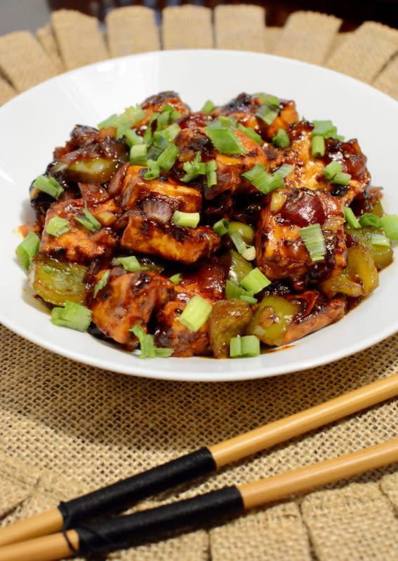 <p>Chaitras Creations</p><p>Crispy, air-fried paneer tossed in a spicy, Indo-Chinese sauce!</p><p><strong>Get the recipe here: <a href="https://chaitrascreations.com/paneer-manchurian-air-fried/" rel="nofollow noopener" target="_blank" data-ylk="slk:Paneer Manchurian;elm:context_link;itc:0;sec:content-canvas" class="link ">Paneer Manchurian</a></strong></p>