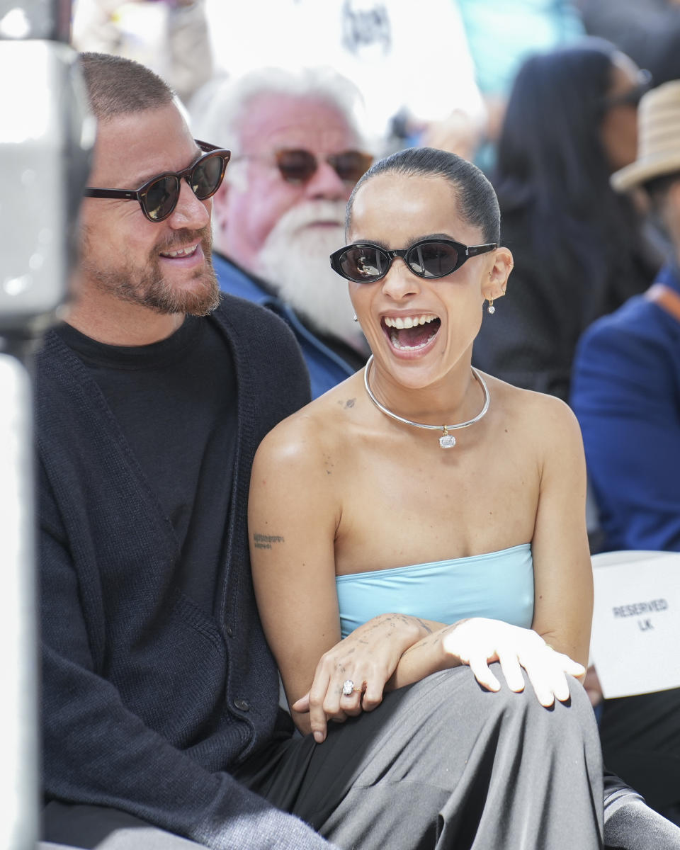 Channing Tatum and Zoë Kravitz at the star ceremony where Lenny Kravitz is honored with a star on the Hollywood Walk of Fame on March 12, 2024 in Los Angeles, California. (Photo by JC Olivera/Variety via Getty Images)