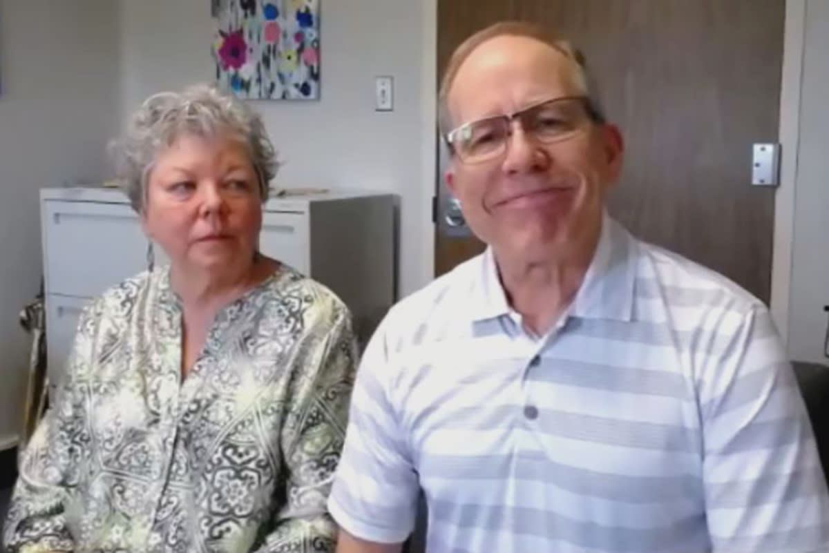 Bill McKay, 69, who has Alzheimer?s disease, and his wife Jill, 66, are interviewed using Zoom at their home in Haslett, Michigan, U.S. June 8, 2021.  Reuters TV via REUTERS