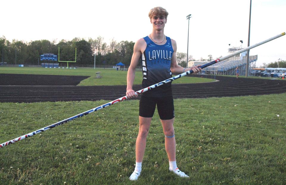 LaVille High School pole vaulter Lincoln Hulsey