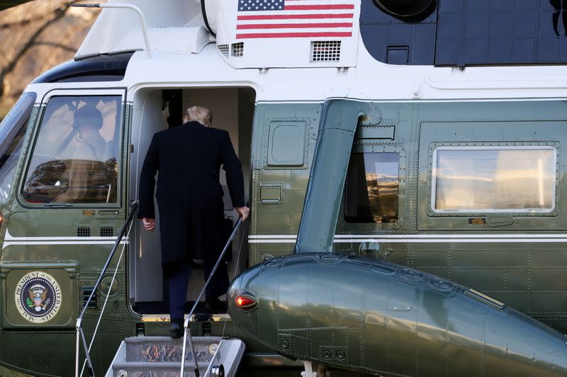 U.S. President Trump and the first lady depart for holiday travel to Florida from the White House in Washington