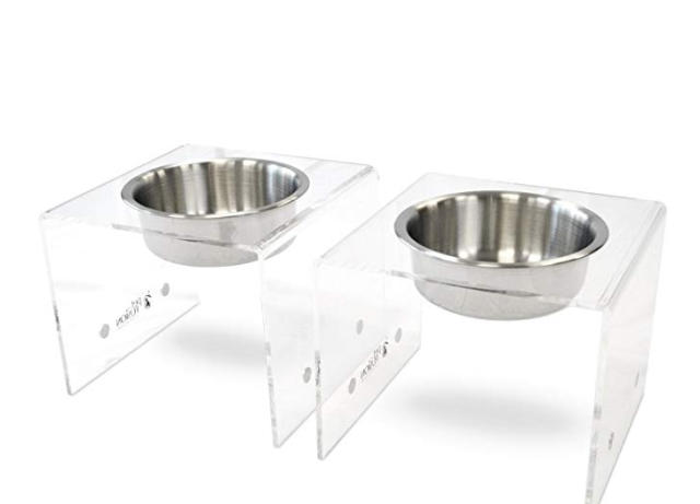 Internet&s Best Modern Elevated Pet Feeder - 2 Medium Dog Bowls, White