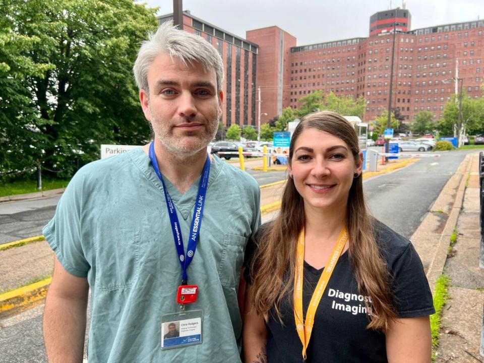 Chris Rodgers and Nicole Applin are health care workers in Halifax who will be impacted by changes at a daycare in Timberlea. (Paul Palmeter/CBC - image credit)