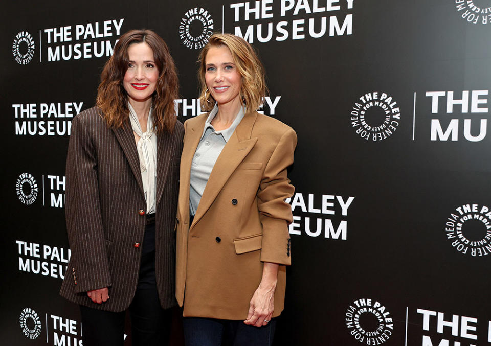Rose Byrne and Kristen Wiig attend PaleyLive - Kristen Wiig & Carol Burnett: A Night With Apple TV+'s Palm Royale at The Paley Museum on March 26, 2024 in New York City.