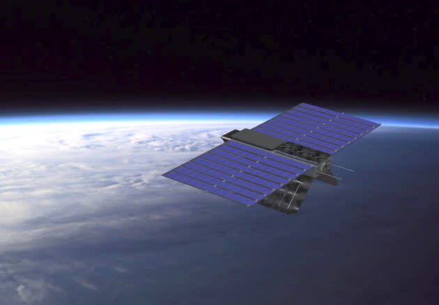 An artist’s conception shows Lumen Orbit’s satellite in space. (Lumen Orbit Illustration)