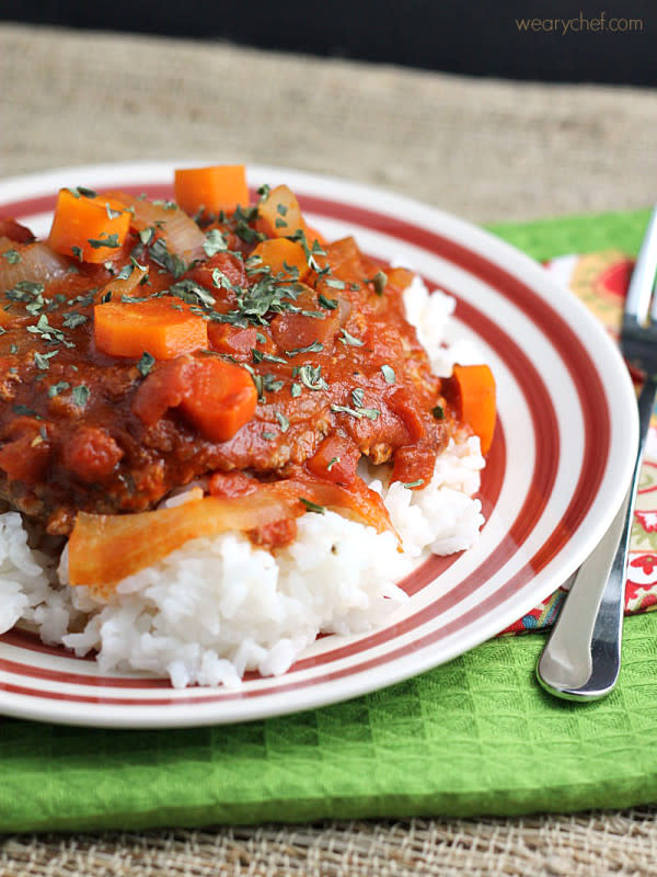 <p>The Weary Chef</p><p>Despite the name, this has always been a favorite American recipe.</p><p><strong>Get the recipe: <a href="http://wearychef.com/easy-swiss-steak/" rel="nofollow noopener" target="_blank" data-ylk="slk:Easy Swiss Steak;elm:context_link;itc:0;sec:content-canvas" class="link ">Easy Swiss Steak</a></strong></p>