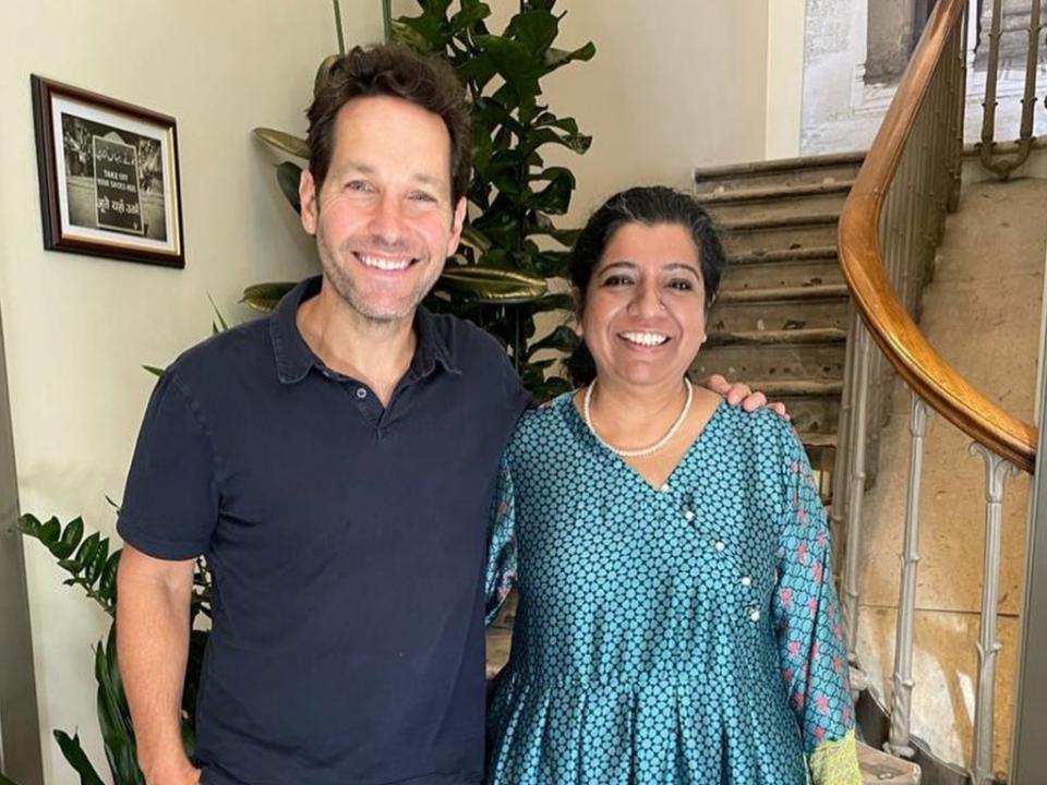 Paul Rudd with Asma Khan during one of his visits to Darjeeling Express (Asma Khan)