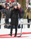 <p><strong>The occassion:</strong> At a hockey match in Stokholm during day one of the Duke and Duchess’s Royal visit to Sweden and Norway.<br><strong>The look:</strong> A Burberry shearling coat with a jumper by Swedish label Fjallraven.<br>[Photo: Getty] </p>