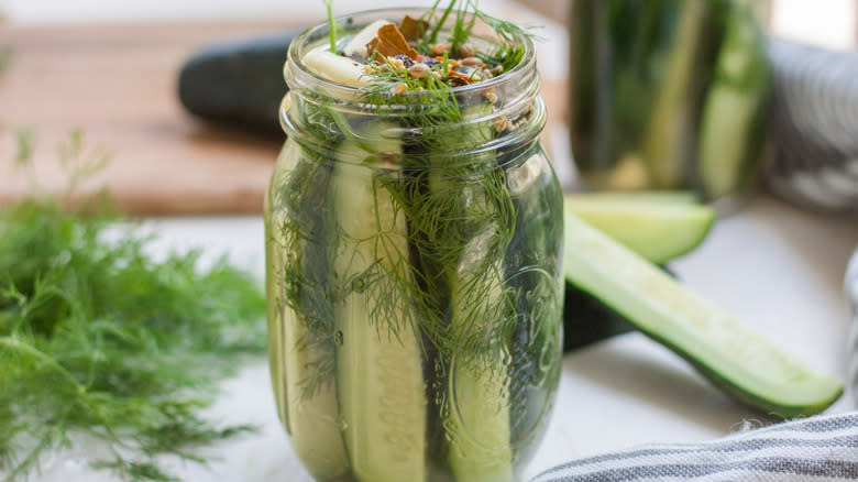 dill pickles in jar