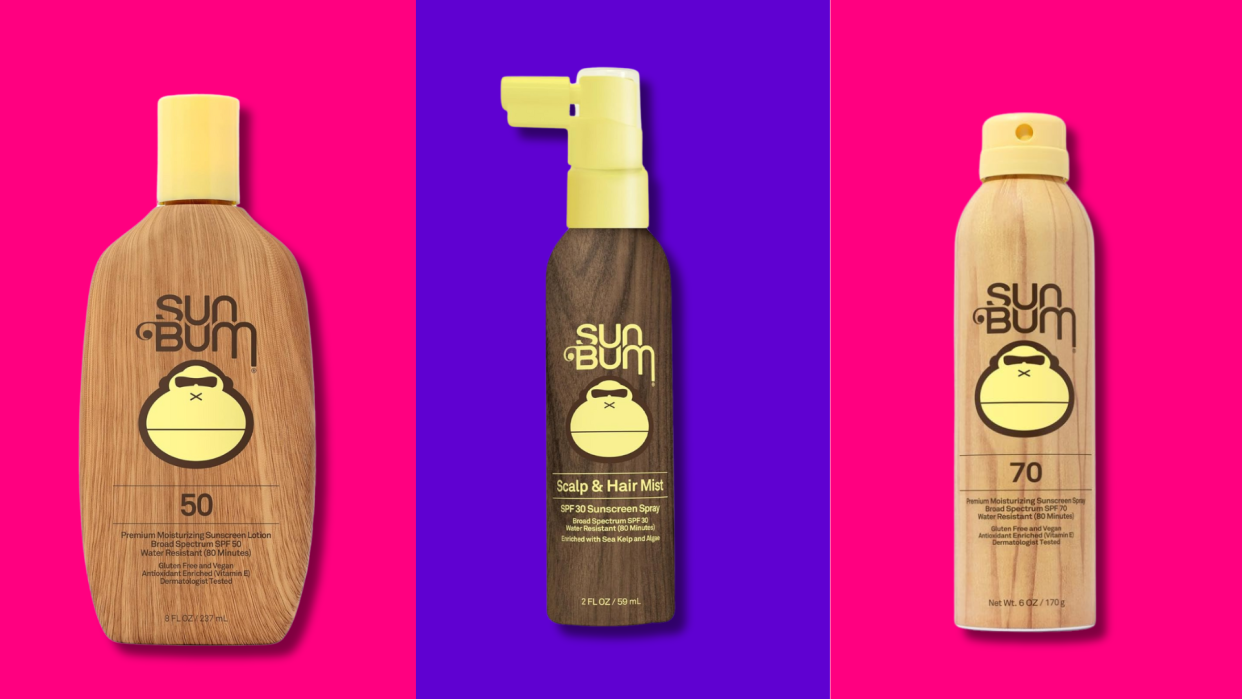 Sun Bum lotion, scalp and hair mist, and spray sunscreen.