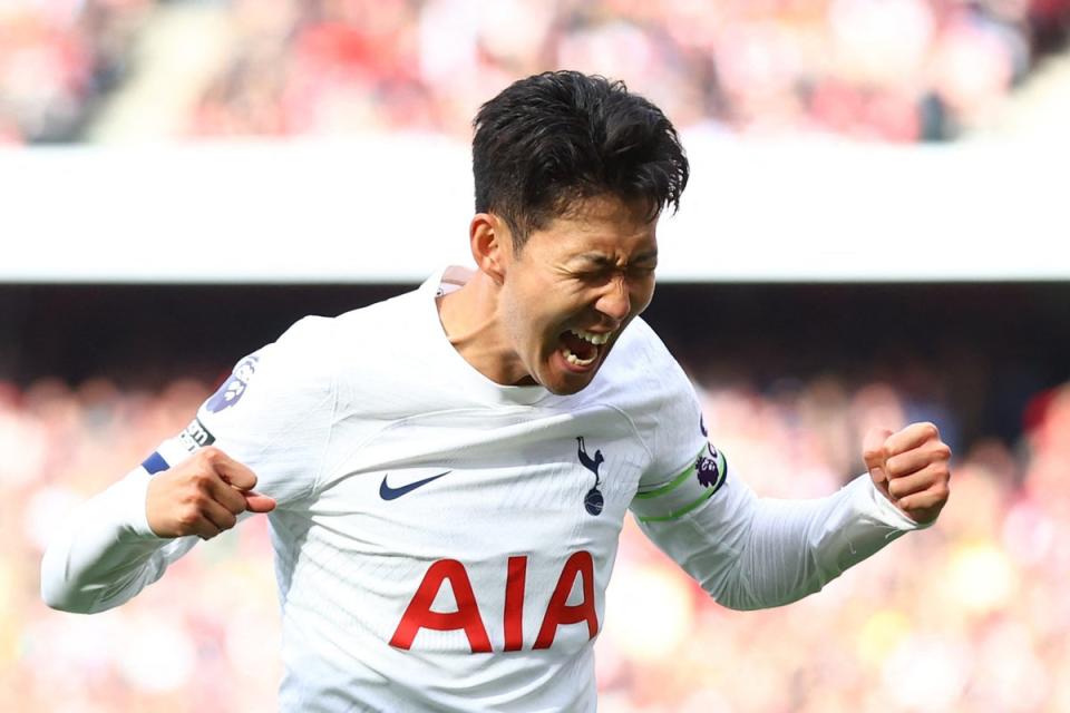 Powering through: Ange Postecoglou said Heung-min Son was not 100 per cent for the derby (Action Images via Reuters)