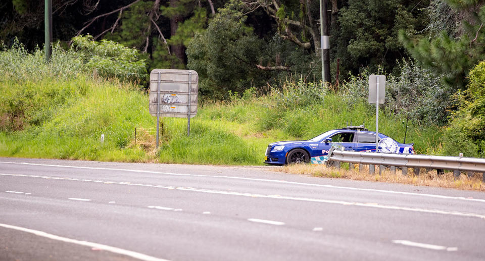 A NSW Police speed trap outside Mullumbimby, an area affected by floods.