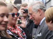 LONDON, ENGLAND - JUNE 03: Prince Charles, Prince of Wales attends the 'Big Jubilee Lunch' in Piccadilly ahead of the Diamond Jubilee River Pageant on June 3, 2012 in London, England. For only the second time in its history the UK celebrates the Diamond Jubilee of a monarch. Her Majesty Queen Elizabeth II celebrates the 60th anniversary of her ascension to the throne. Thousands of well-wishers from around the world have flocked to London to witness the spectacle of the weekend's celebrations. The Queen along with all members of the royal family will participate in a River Pageant with a flotilla of a 1,000 boats accompanying them down The Thames. (Photo by Chris Jackson - WPA Pool /Getty Images)