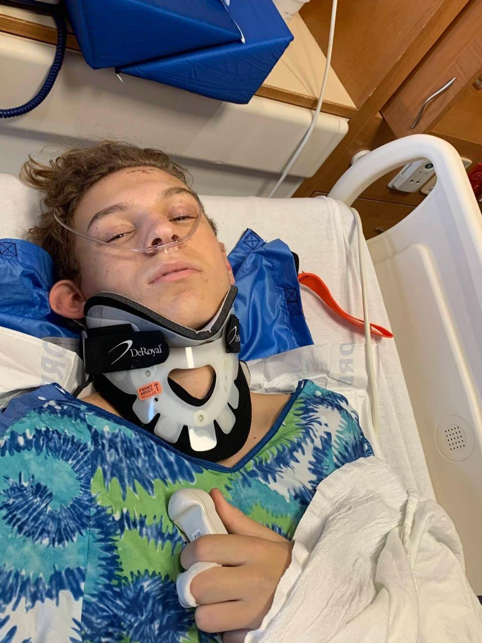 Erick Tiegs was injured at the 2021 Waukesha Parade while playing trombone with the Waukesha South marching band. An SUV ran over him, leaving him with injuries including a skull fracture, C-4 vertebrae fracture, a broken left femur and broken ribs. He has now committed to playing college baseball at Beloit College.