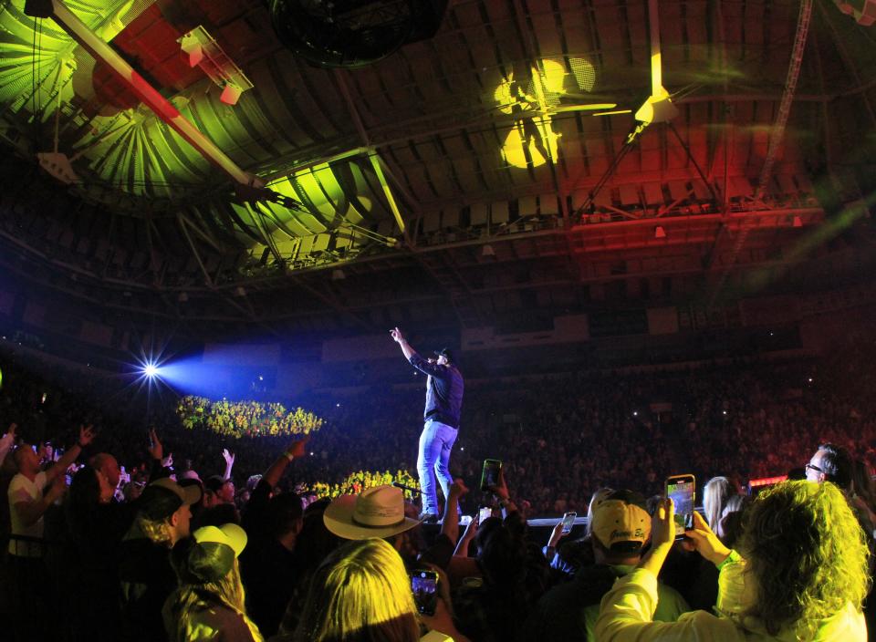 Luke Bryan performs Friday, Oct. 13, 2023, at the Resch Center in Ashwaubenon, Wis., during his Country On Tour concert.