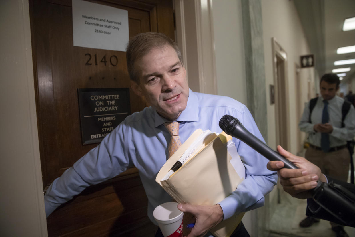 Rep. Jim Jordan, R-Ohio has been accused of knowing of sexual abuse allegations against a former Ohio State doctor by multiple former wrestlers. (AP Photo/J. Scott Applewhite)