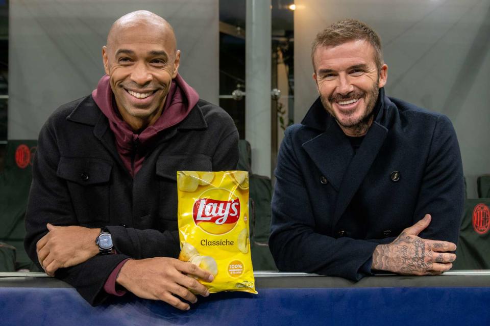 <p>PepsiCo</p> David Beckham Talks Reuniting with Thierry Henry for Lay
