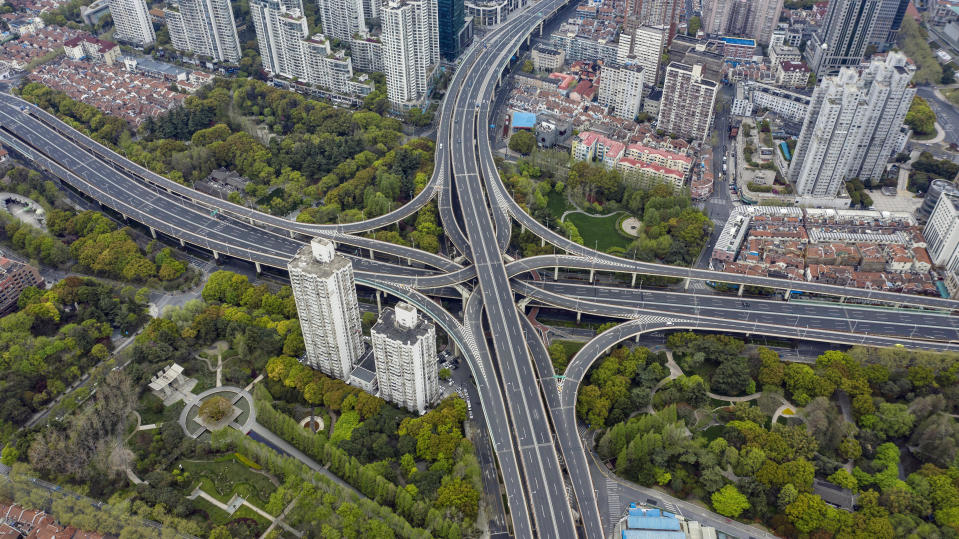 Empty roads are seen during a COVID-19 lockdown in Shanghai, China's largest city and a global business hub, April 5, 2022. / Credit: Qilai Shen/Bloomberg/Getty