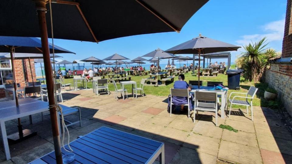 Eastern Daily Press: The beer garden at The Ship Inn Mundesley boasts stunning views Picture: The Ship Inn