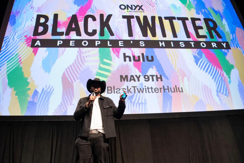 Van Lathan moderating the 2024 SXSW debut of Black Twitter: A People's History