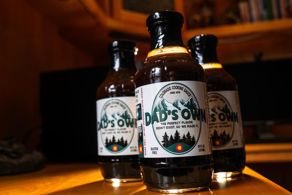 Bottles of Dad's Own Cooking Sauce are pictured in Fort Collins on Monday.