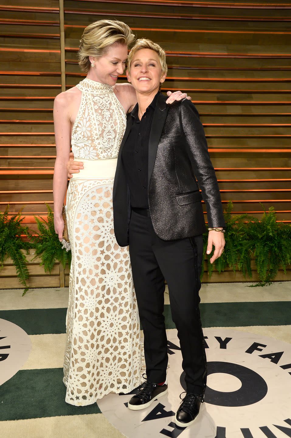 <p>Ellen DeGeneres and Portia de Rossi started dating back in 2004, and their relationship moved swiftly from there. By 2005, the couple was sharing a home in Los Angeles and DeGeneres (who's 15 years de Rossi's senior) told <a href="http://people.com/archive/cover-story-ellen-at-home-at-ease-vol-64-no-20/" rel="nofollow noopener" target="_blank" data-ylk="slk:People;elm:context_link;itc:0;sec:content-canvas" class="link "><em>People</em></a><em>,</em> "It's the first time that I've known in every cell of my being that I'm with somebody for the rest of my life." The two were married in 2008, after same-sex marriage was legalized in their home-state of California, and have been together ever since.</p>