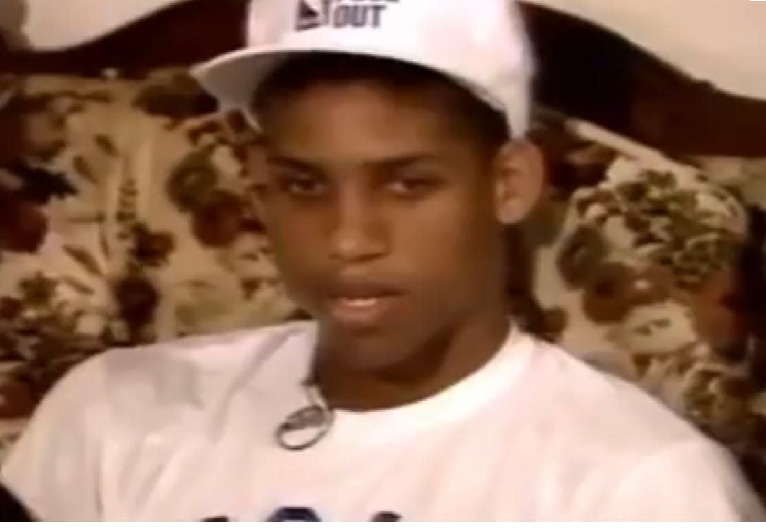 Reggie Miller sits in his home in Riverside, Calif., June 22, 1987 as the NBA Draft plays out.