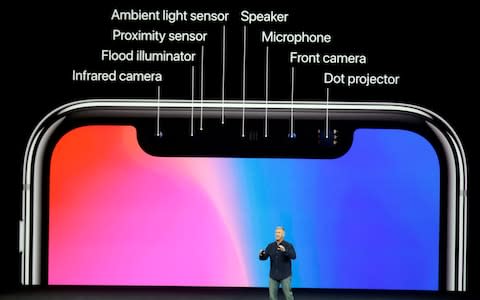 The top of the iPhone X is packed with sensors - Credit: AP 