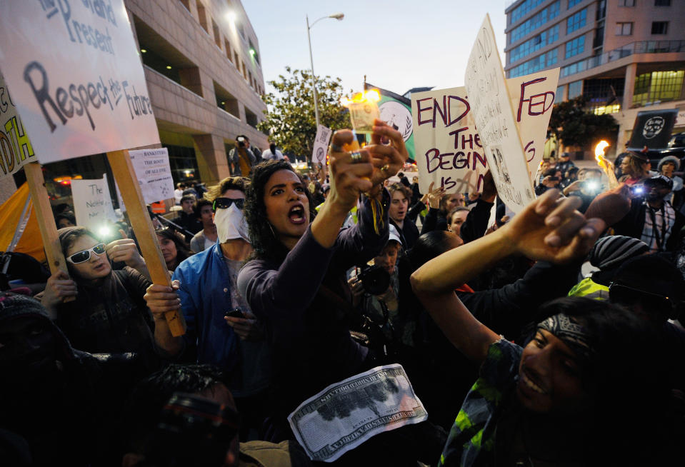 Occupy LA Marches To Federal Reserve Bank