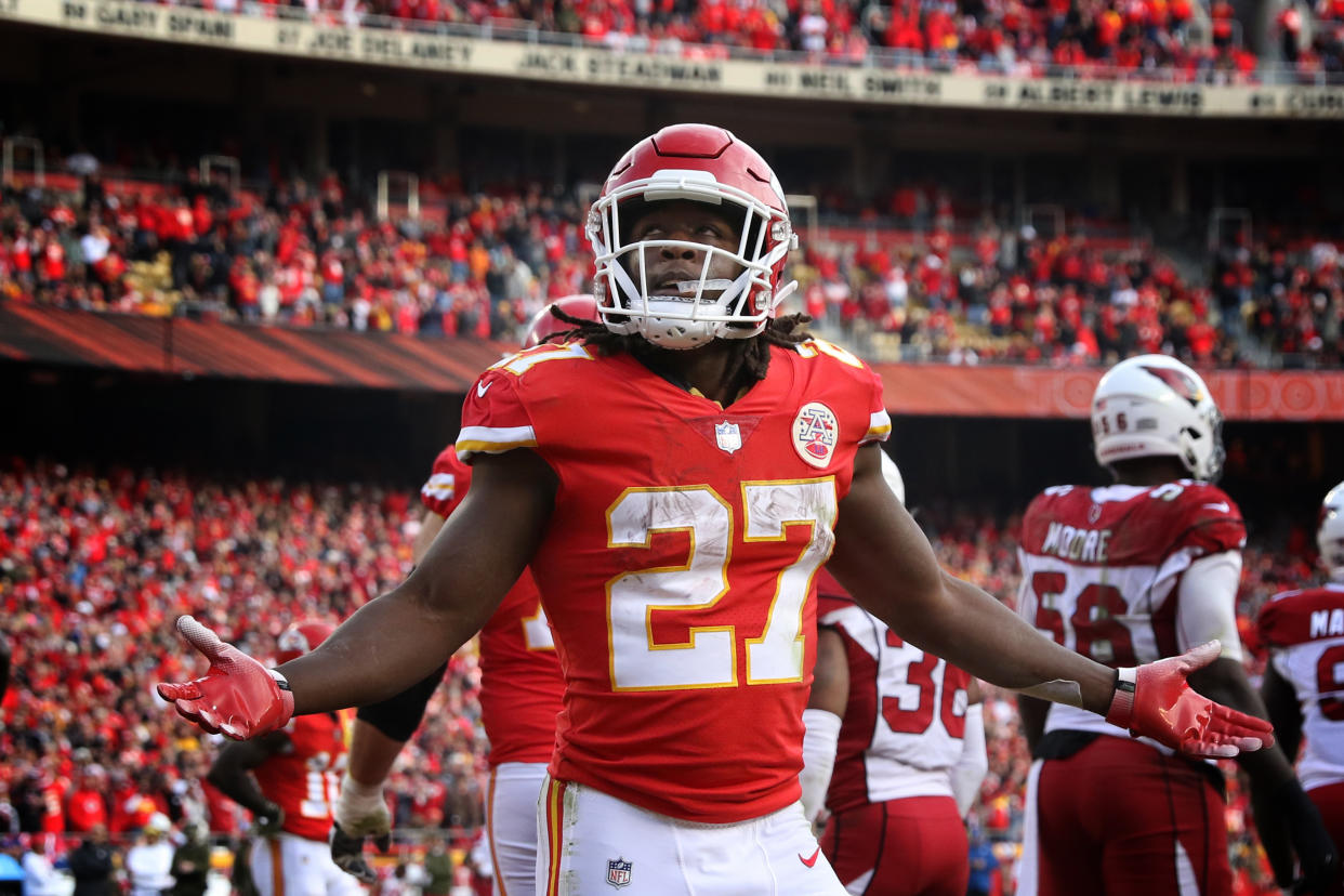 In January, a man accused the Chiefs’ Kareem Hunt of assaulting him in a nightclub. The man declined to press charges. (Getty Images)