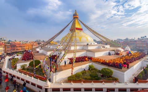 Boudhanath has one of the largest stupas in the world - Credit: Getty