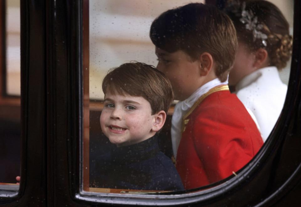 britains prince louis of wales l, his brother britains prince george of wales c and britains princess charlotte of wales depart following the coronation ceremony for britains king charles iii and queen camilla in westminster abbey in central london, on may 6, 2023 the set piece coronation is the first in britain in 70 years, and only the second in history to be televised charles will be the 40th reigning monarch to be crowned at the central london church since king william i in 1066 outside the uk, he is also king of 14 other commonwealth countries, including australia, canada and new zealand photo by richard heathcote pool afp photo by richard heathcotepoolafp via getty images