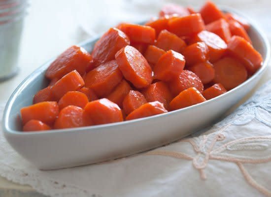 <strong>Get the <a href="http://www.huffingtonpost.com/2011/10/27/honey-and-chile-glazed-ca_n_1061087.html" target="_hplink">Honey-and-Chile-Glazed Carrots recipe</a></strong>