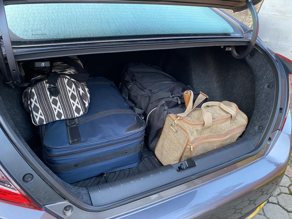 A view of Insider reporter Amanda Krause's car packed to go to Disney World.