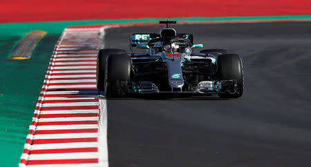 Motor Racing - F1 Formula One - Formula One Test Session - Circuit de Barcelona-Catalunya, Montmelo, Spain - March 6, 2018 Lewis Hamilton of Mercedes during testing REUTERS/Juan Medina